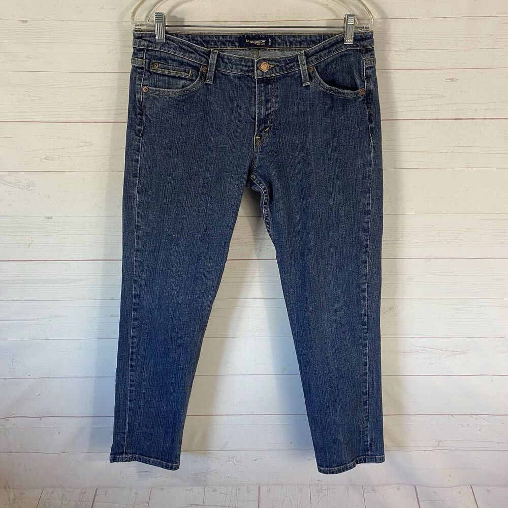 Levi's Too Superlow 524 Skinny Jeans Sz 13 Blue Stretch Low Rise Pockets